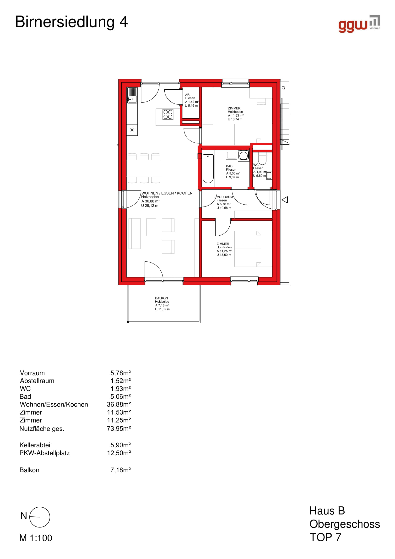 Birnersiedlung 4/7: 3-Zimmerwohnung mit Balkon